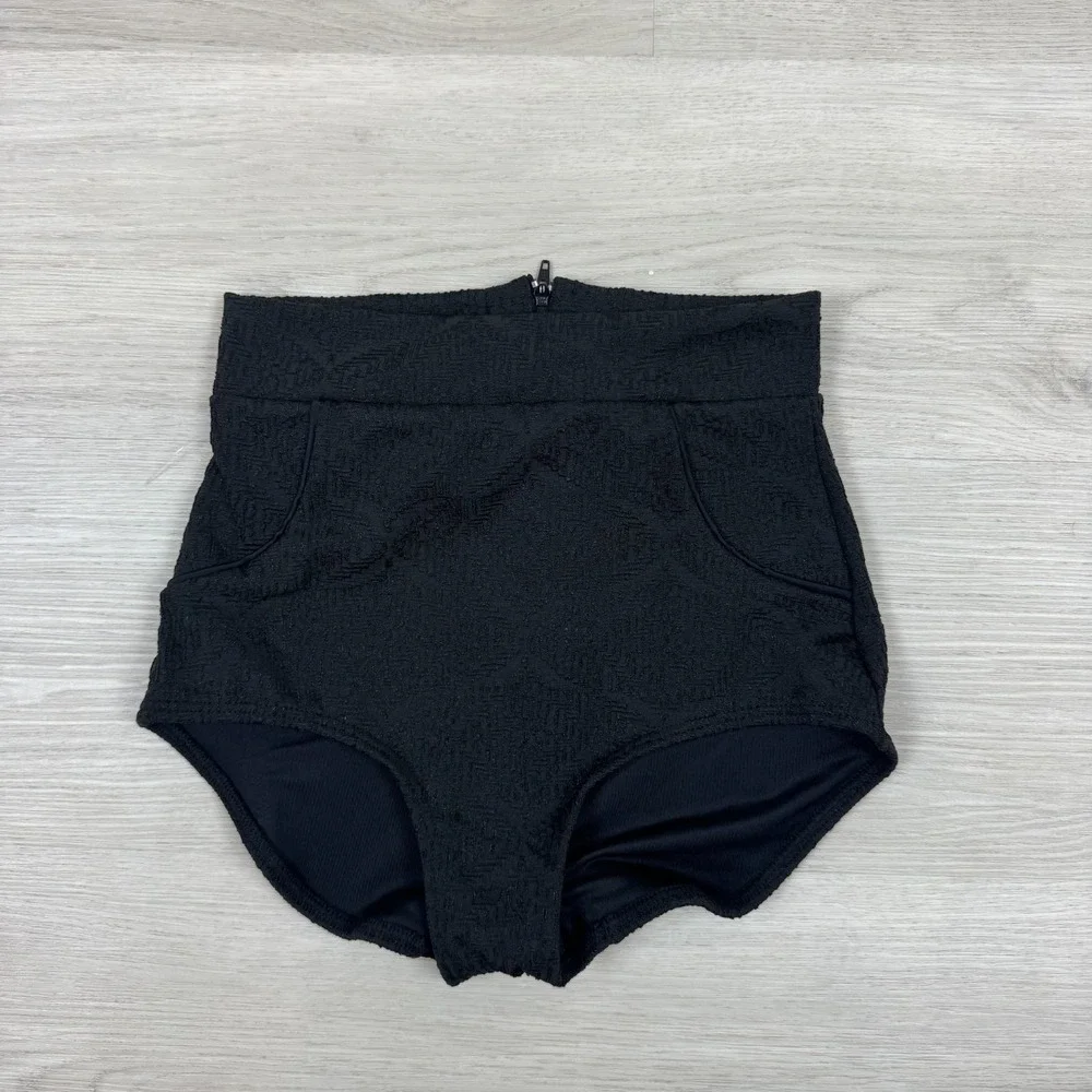 Free People Seea Georgia High Waist Bikini Bottoms Womens XS Black Beach Surf